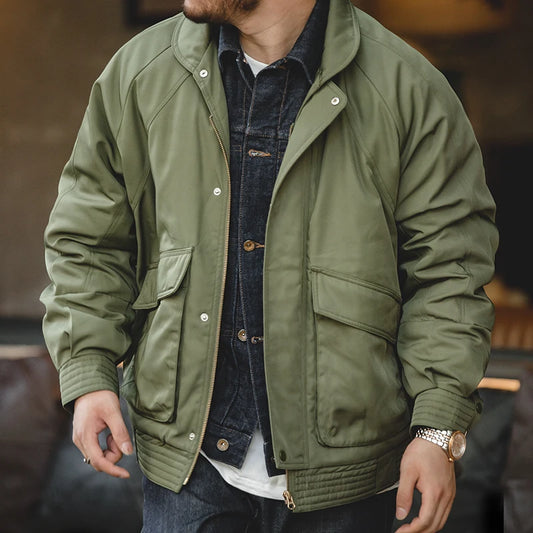 Men's Vintage Pilot Jacket | Thick Warm Cotton Bomber for Winter