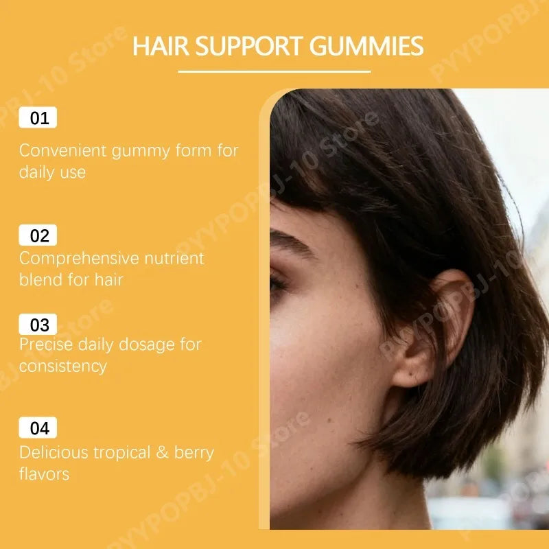 Hair Support Gummies with Biotin, Zinc, and Collagen for Health