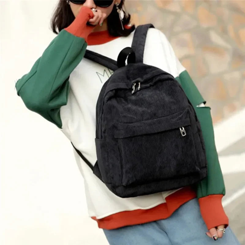 Trendy Corduroy Backpacks for Students | Stylish School Bags