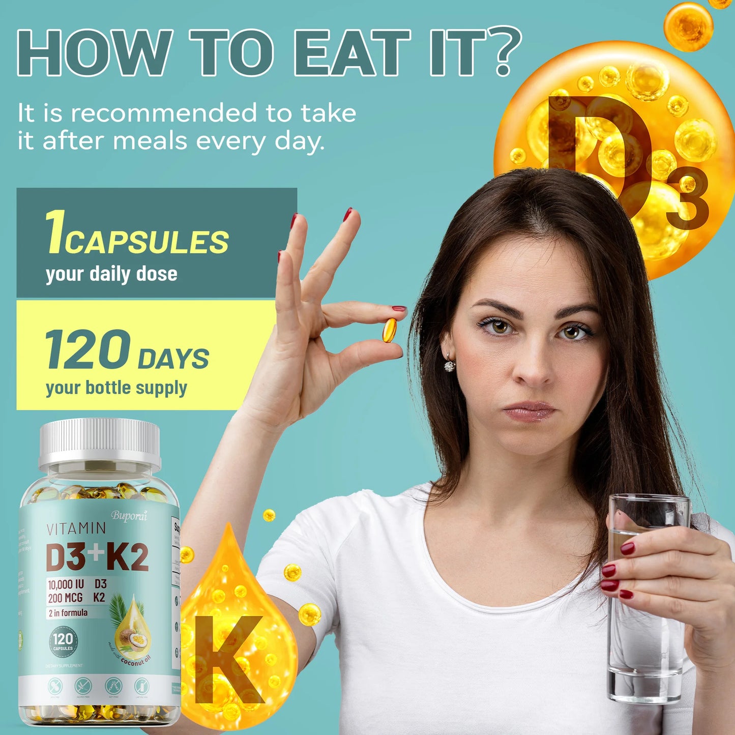 Vitamin D3 & K2 Immune Support Supplement | Bone, Joint & Skin Health