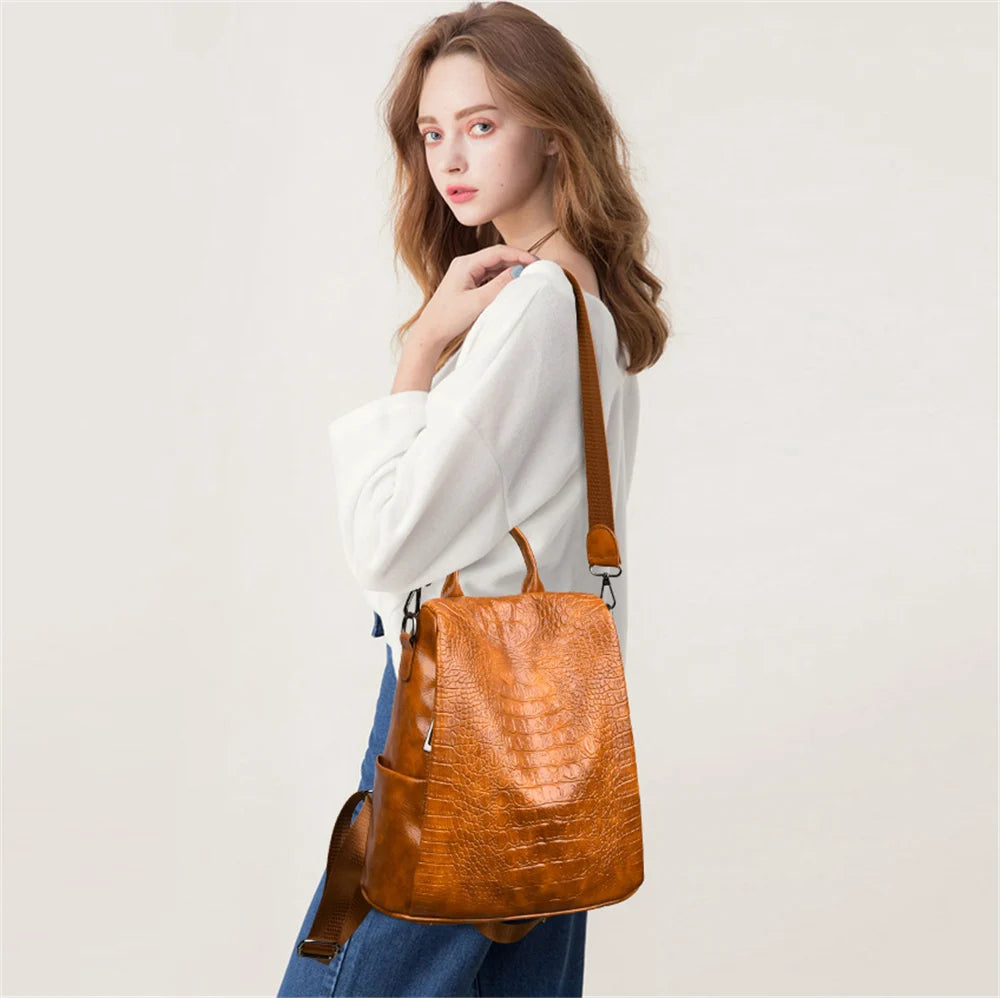Stylish Anti-Theft Women's PU Leather Backpack | Perfect for Travel