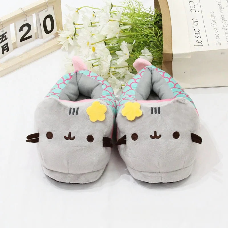 Cute Cartoon Cat Slippers | Cozy Plush Doll Indoor Shoes