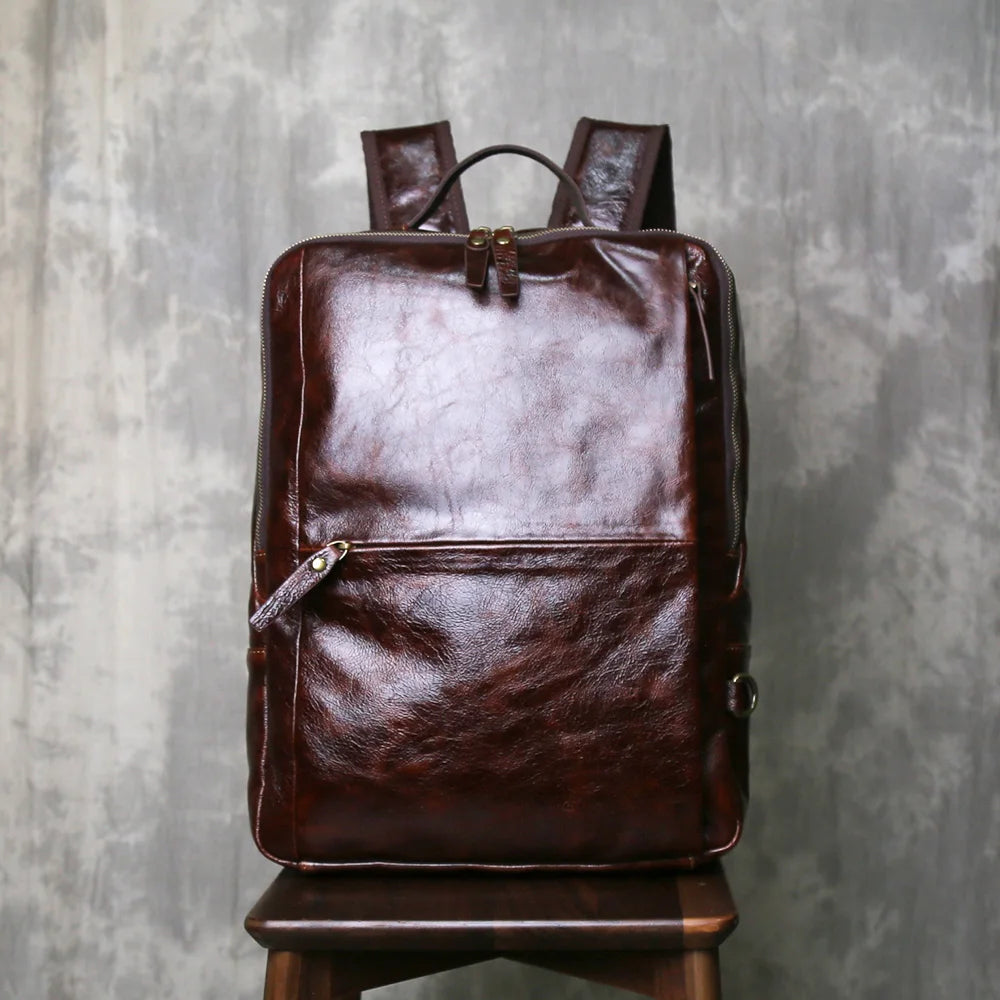Vintage Leather Men's Backpack | Large Capacity Casual Laptop Bag