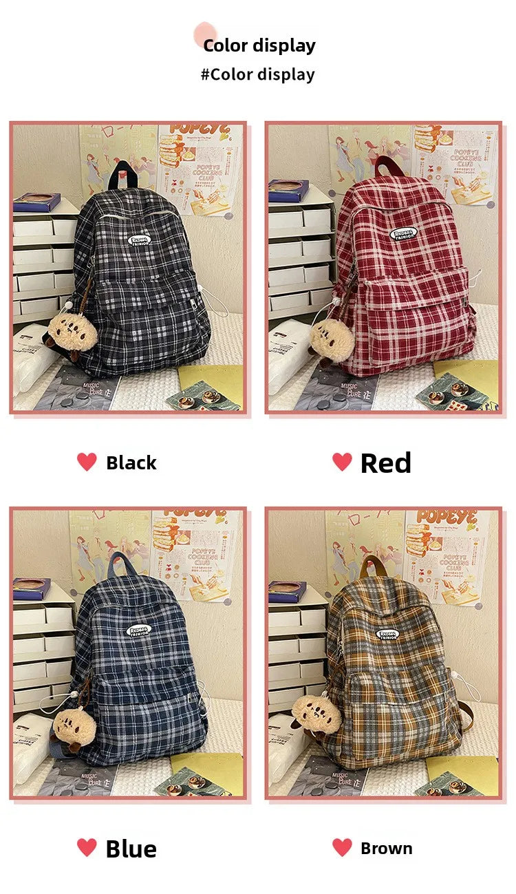 Large Capacity Plaid Backpack | Versatile Travel & School Bag