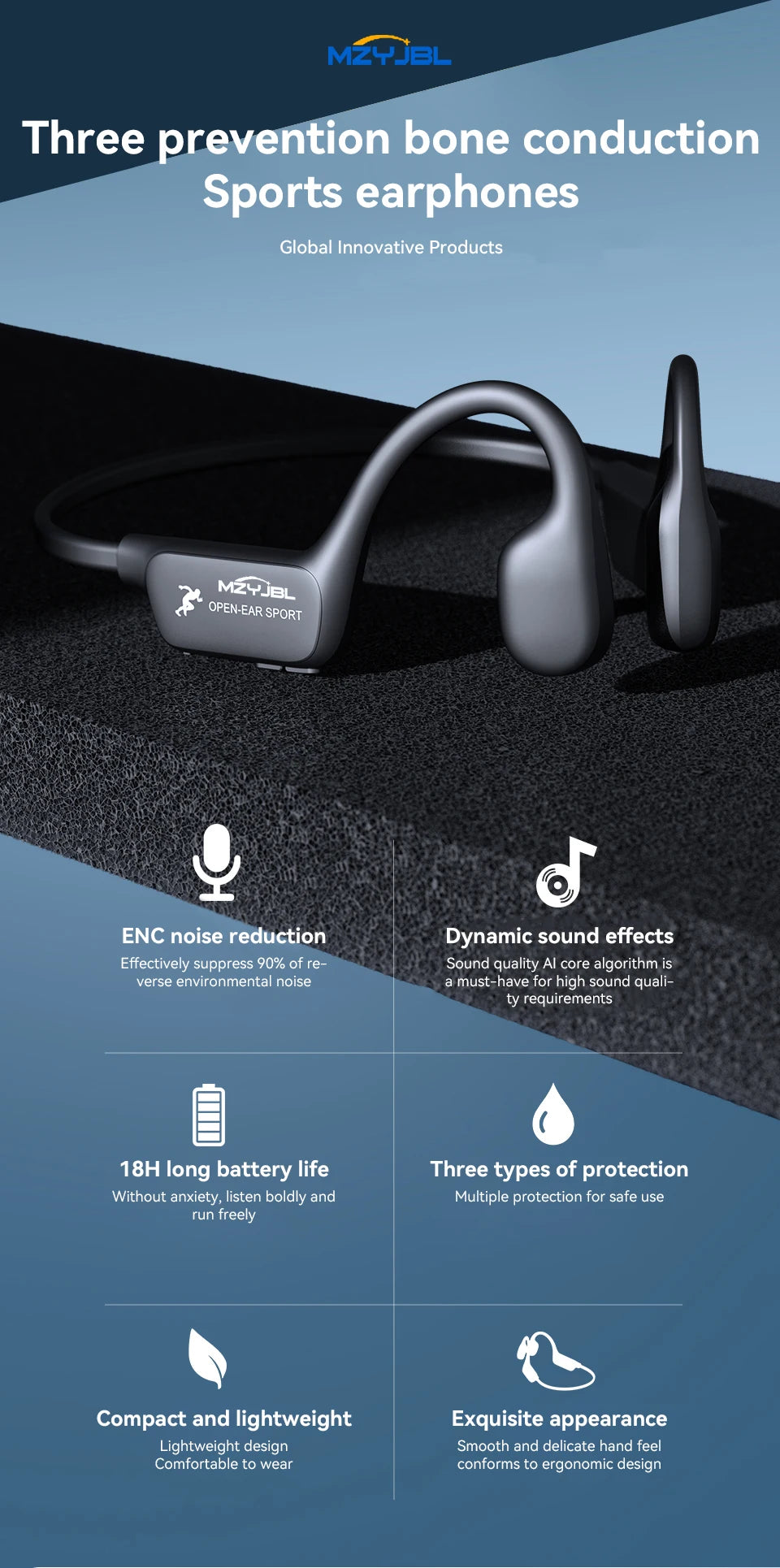Wireless Bone Conduction Headphones | Bluetooth 5.4 Sport Headset