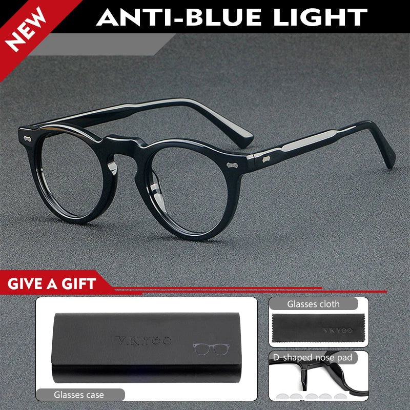 Personalized Retro Round Frame Anti Blue Light Glasses - 2026