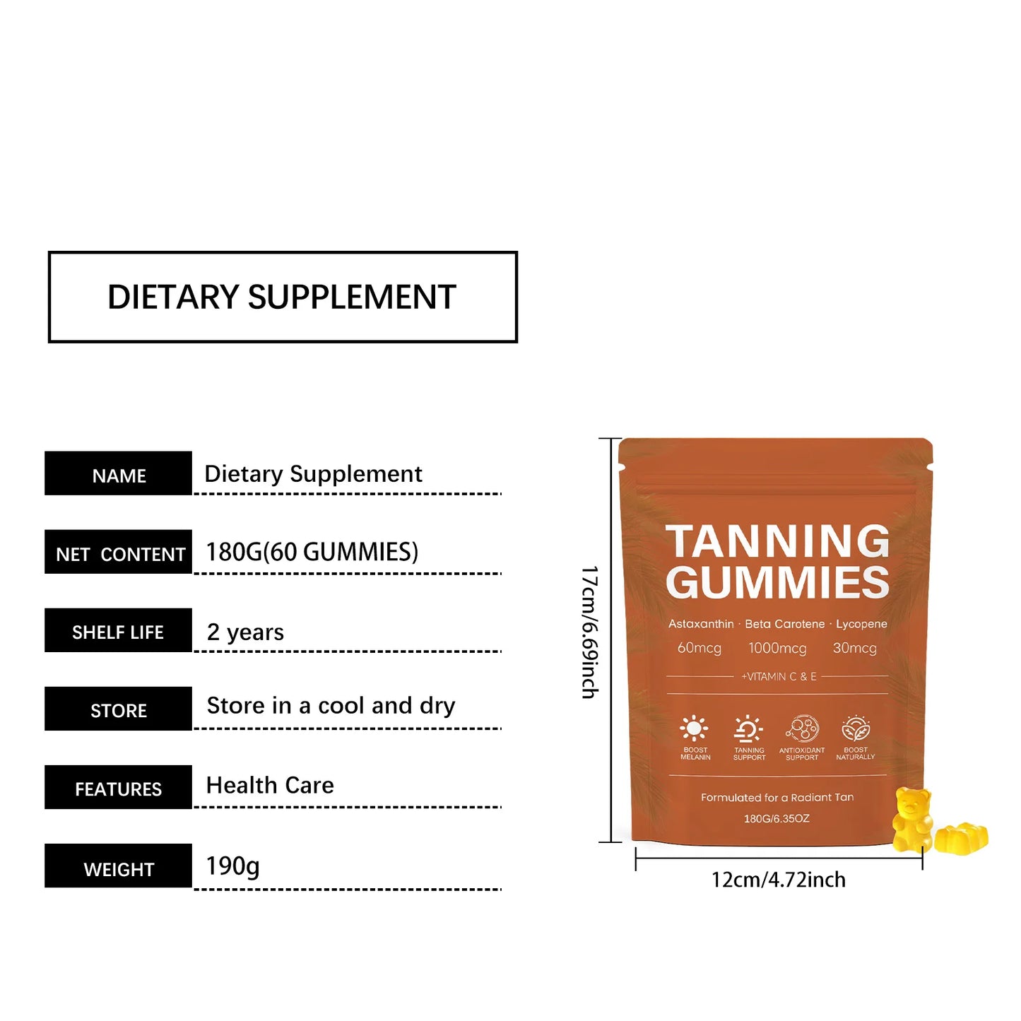 Melanin Tanning Gummies | Antioxidant Support for Outdoor Fun