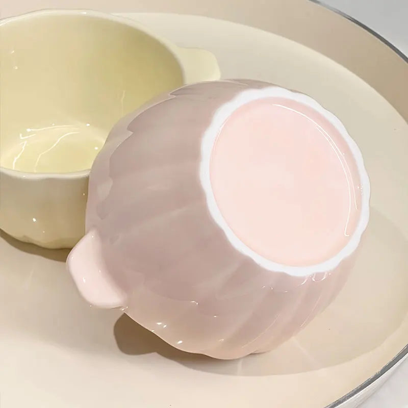 Ceramic Double-Handle Pumpkin Bowl | Versatile Tableware for All Meals