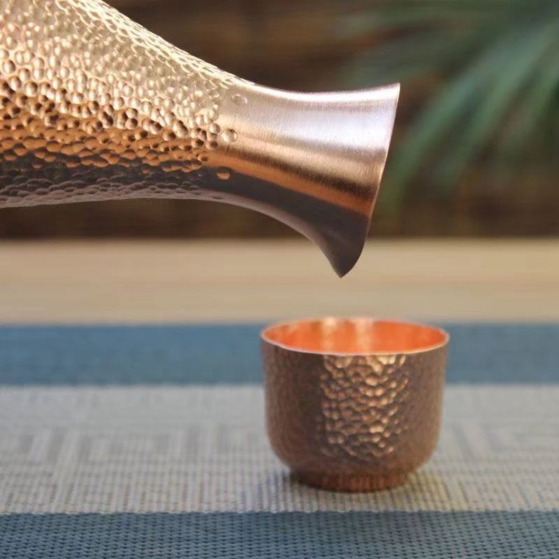 Copper Wine Warmer Wine Pot,Vintage Thickened Old-Fashioned Wine Cup,Pure Copper Small-Sized Sake Pourer,Japanese-Style Sake Pot