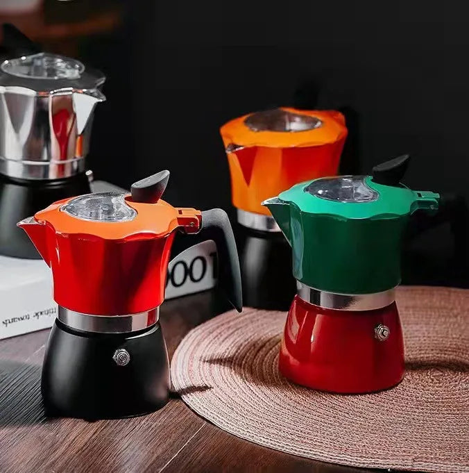Two-Color Visual Cover Moka Pot Set | Classic Espresso Maker