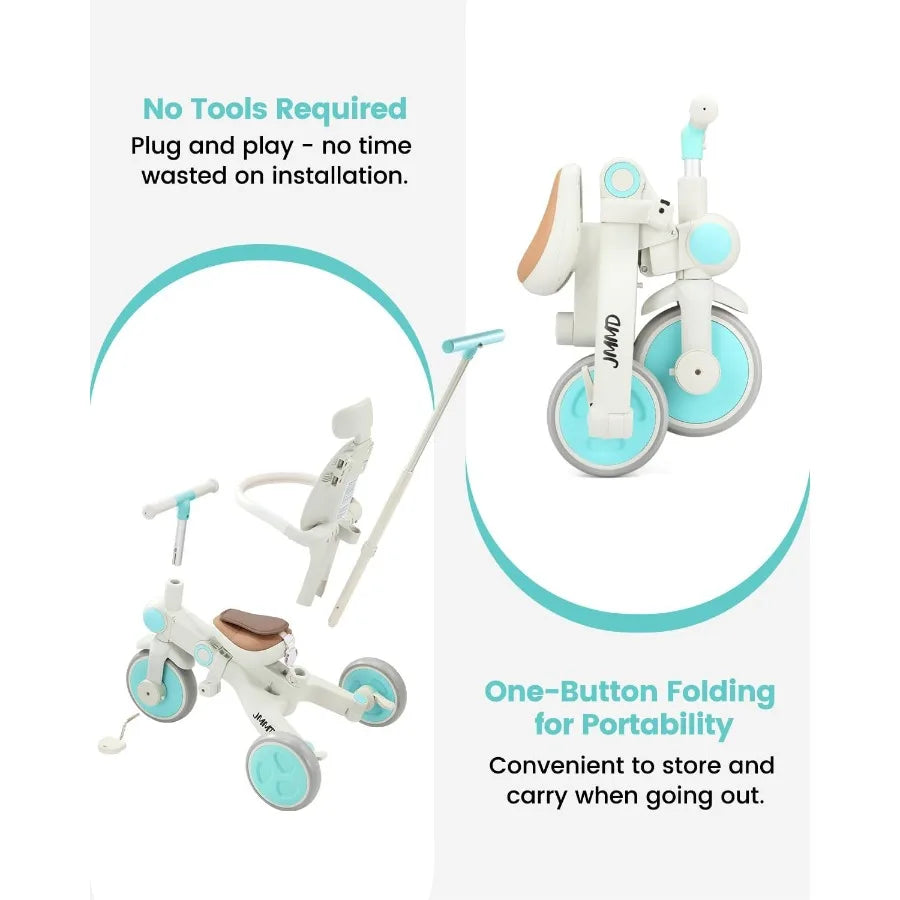 7-in-1 Multifunctional Baby Tricycle | Safe Ride for Growing Kids