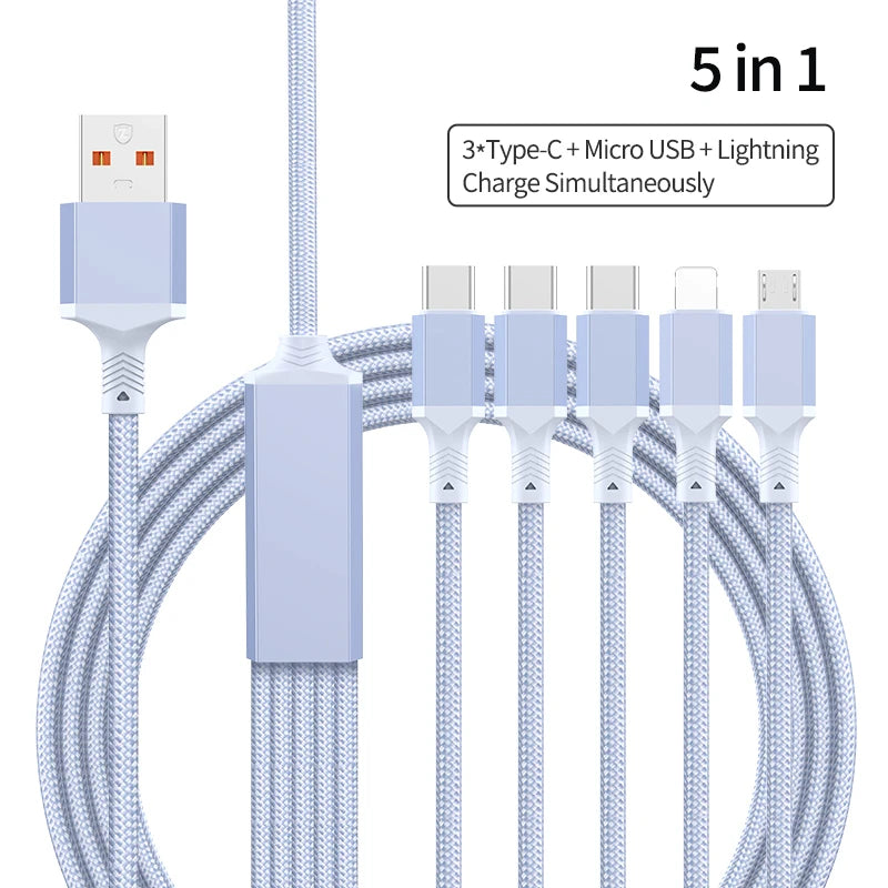 5-in-1 Multi USB Charging Cable | Fast Charger Cord Connector