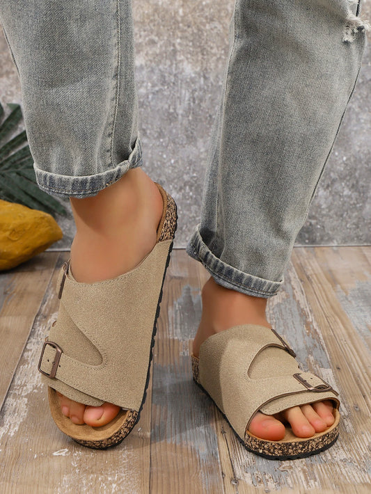 Men's Casual Suede Adjustable Buckle Slippers | Soft-Sole Comfort