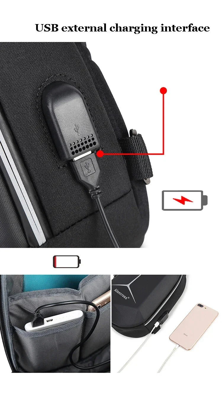 Designer Anti-theft Lock Crossbody Bag USB Charging Travel Shoulder Bag High Quality Messenger Bags Male Waterproof Chest Bag