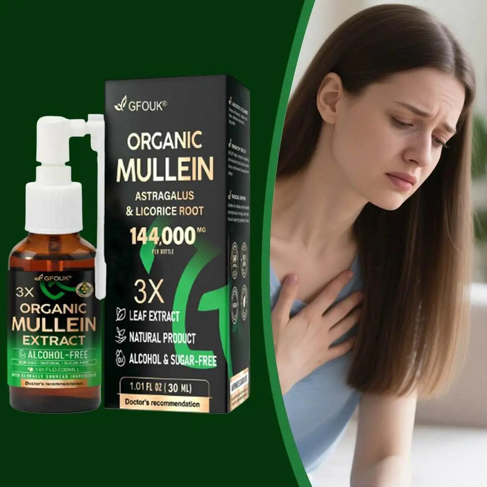 Organic Mullein Herbal Lung Cleansing Spray | Natural Breathing Aid