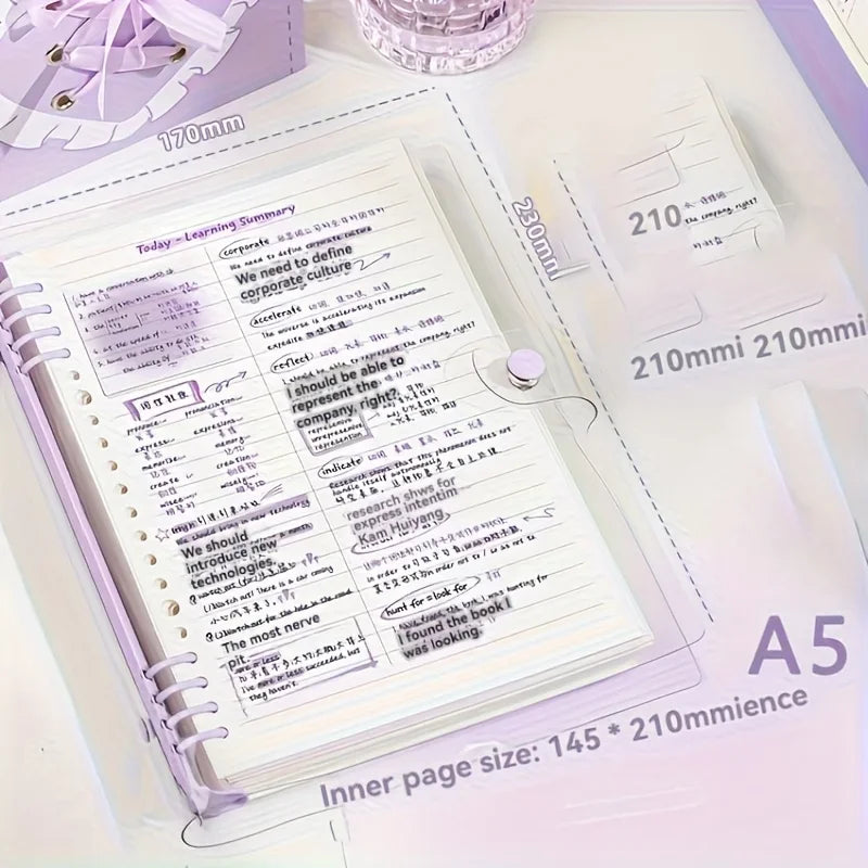A5 Clear PVC Binder Notebook | Stylish Refillable Planner