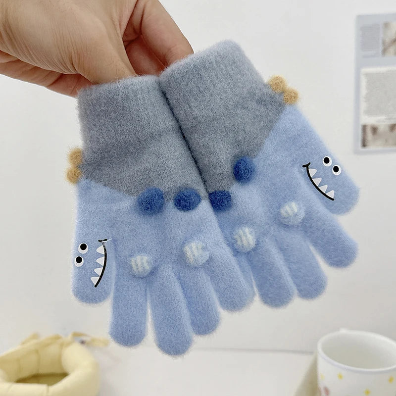 Cute Baby Dinosaur Gloves for Kids | Warm Autumn Winter Mittens
