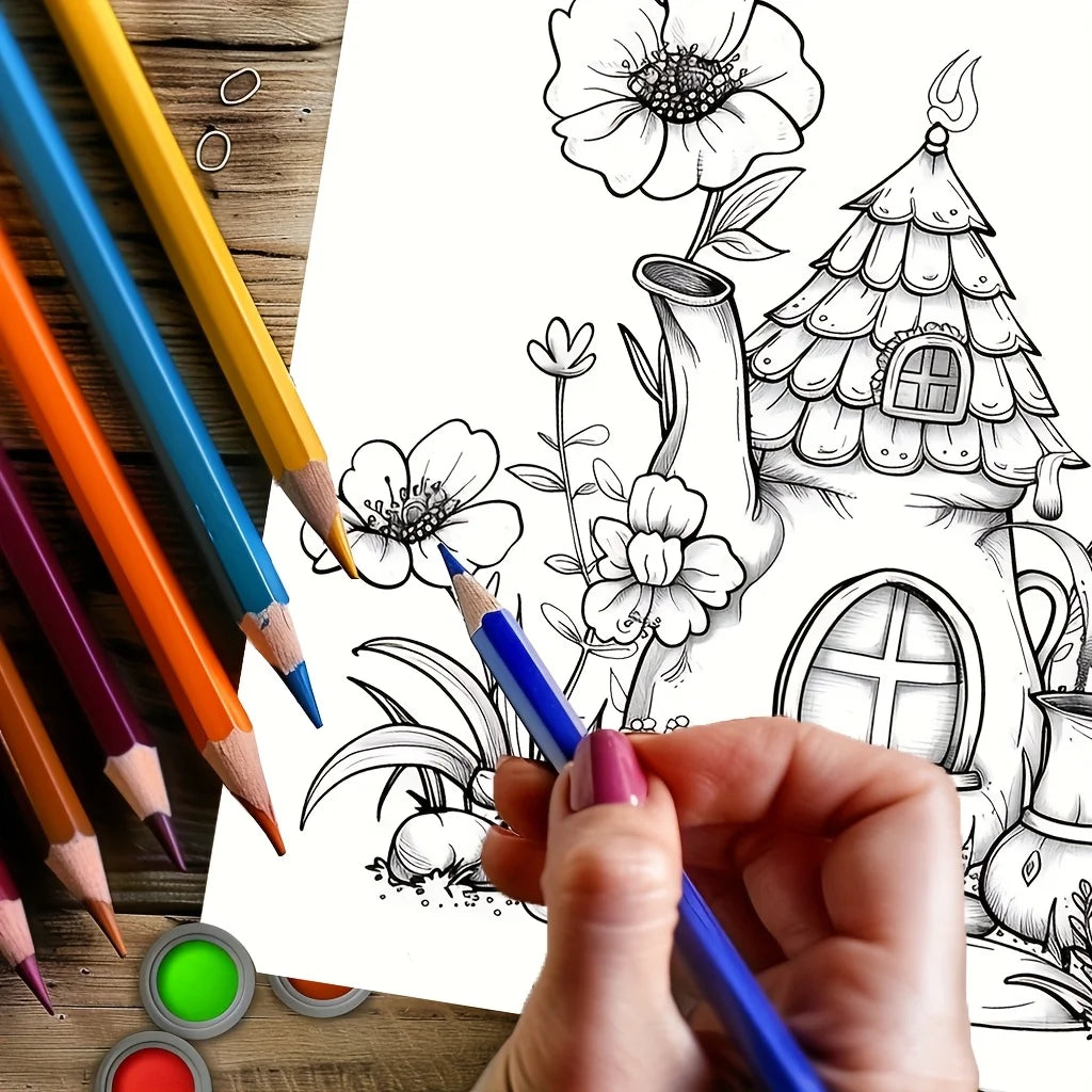 Dreamy Floral Theme Teapot Coloring Book | Adult Stress Relief