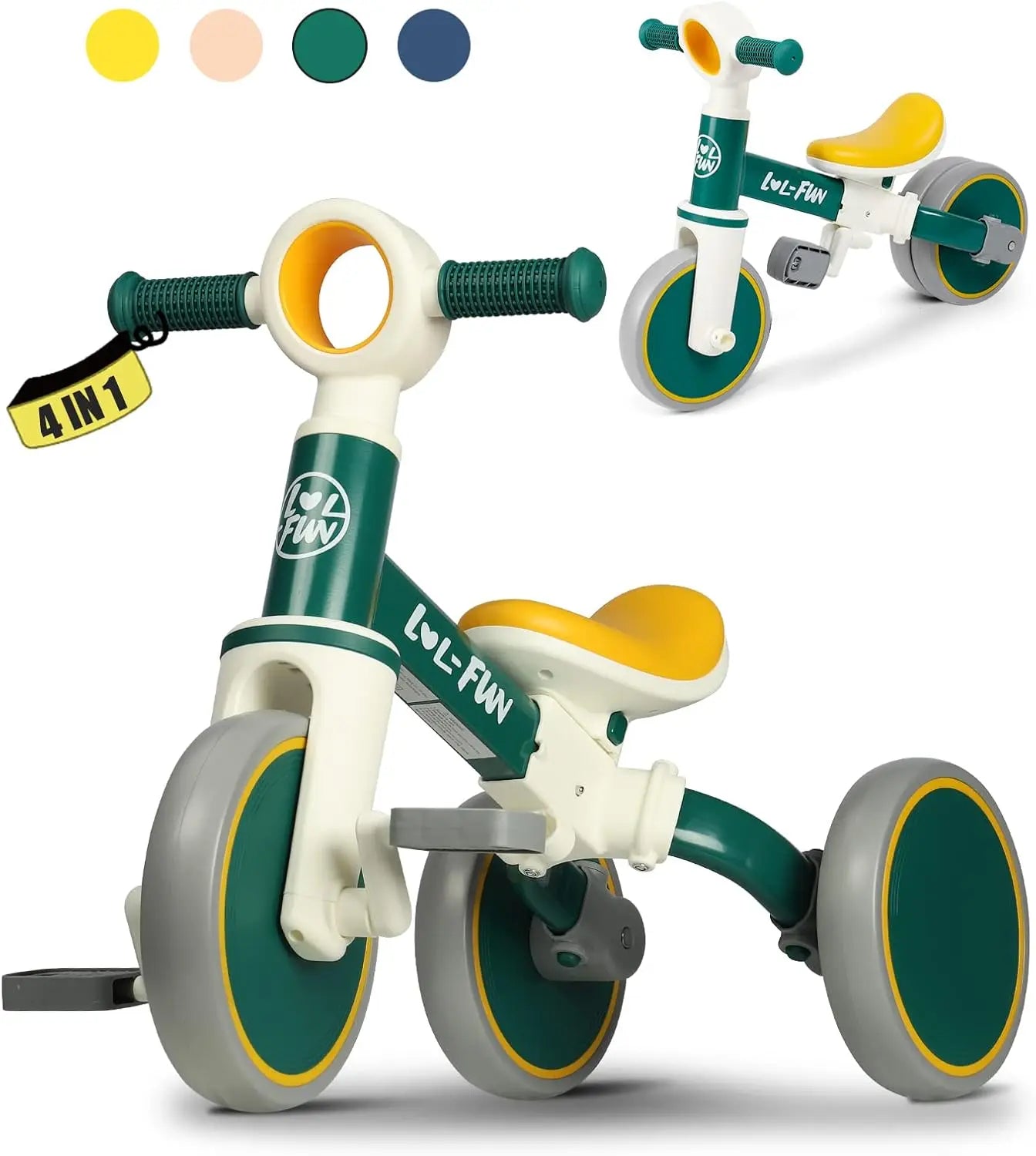 Toddler Balance Bike | 4-in-1 Tricycle for Ages 1-4