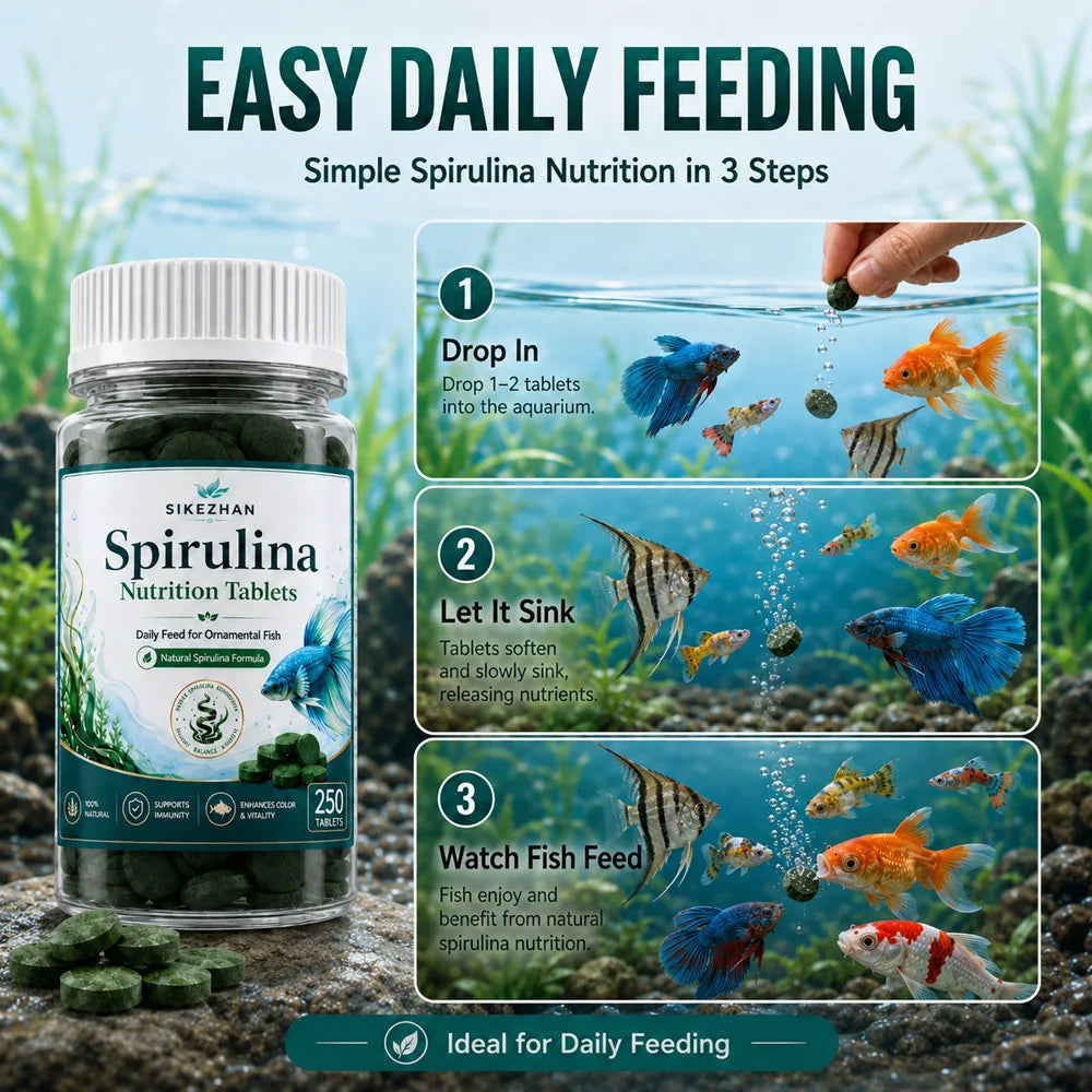 Natural Spirulina Tablets for Tropical Fish | Enhance Color & Vitality