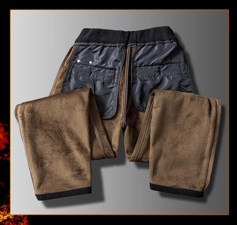 Men's Thick Fleece Corduroy Pants | Winter Warm Business Casual Trousers