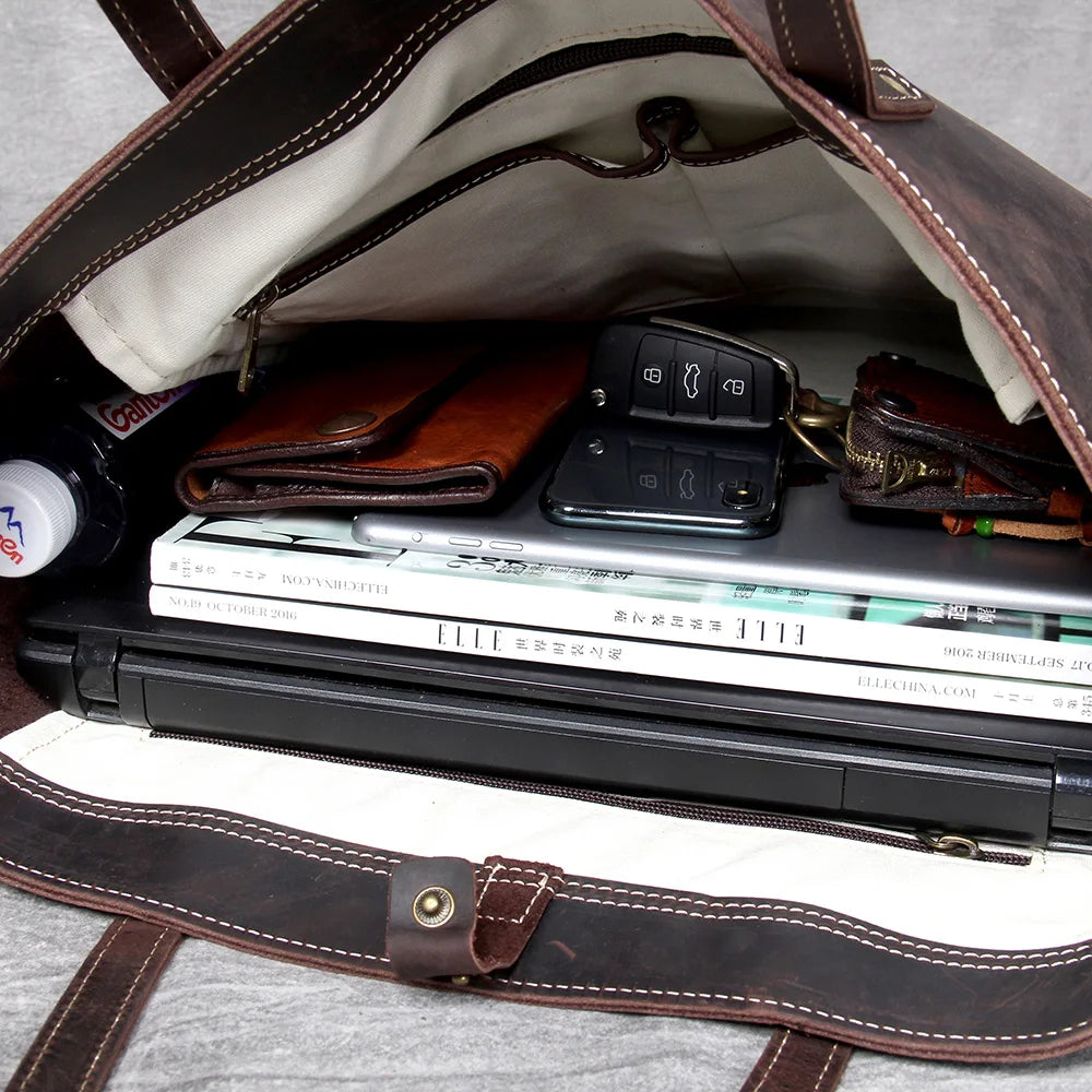 Genuine Leather Tote Bag | Versatile Shoulder Bag for Men & Women