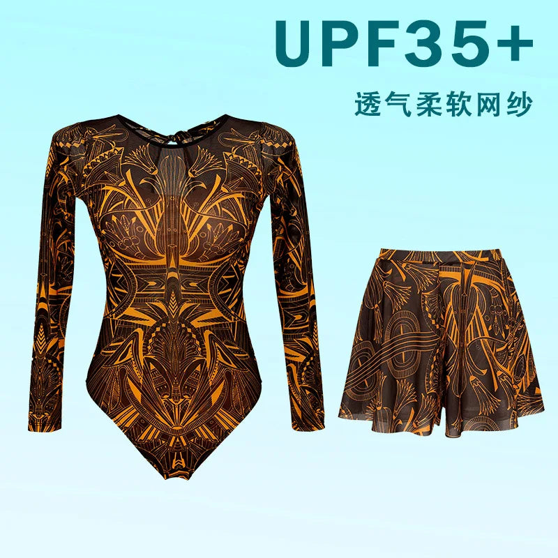 Women's Long Sleeved Sun Protection One Piece Swimsuit