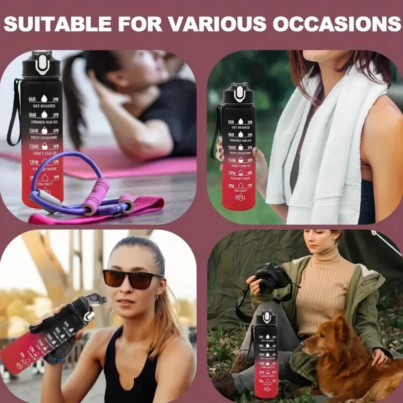 Leak-Proof Sports Water Bottle with Time-Tracking Straw | Outdoor Hydration