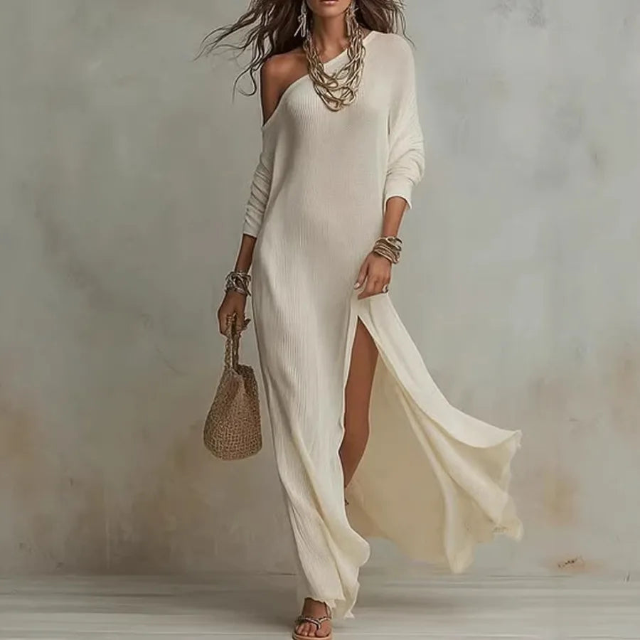 Elegant Long-Sleeved Knitted Dress | Summer Style for Women