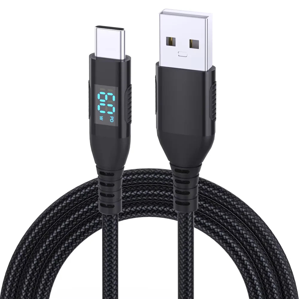 High Speed USB Type-C Fast Charging Cable with Digital Display