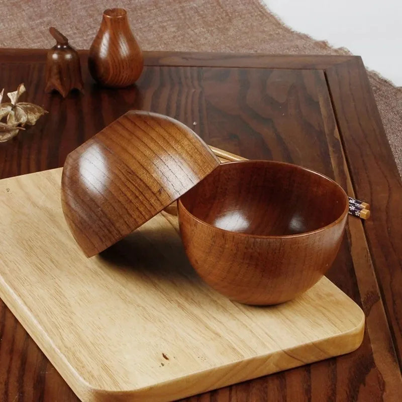 Japanese Style Wooden Bowl | Elegant Natural Tableware