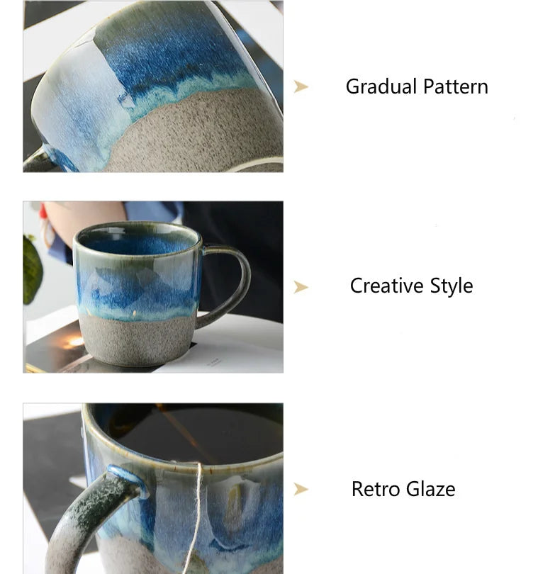 350ml Gradual Change Ceramic Coffee Mug | Retro Starry Drinkware