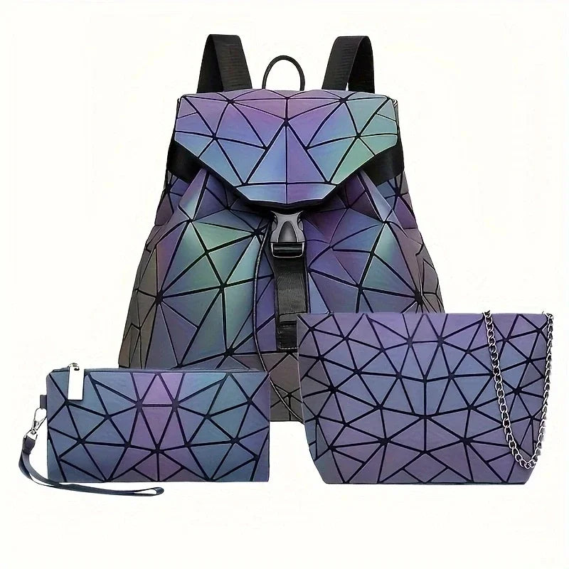 Stylish Luminous Drawstring Folding Backpack Set | Travel Bags