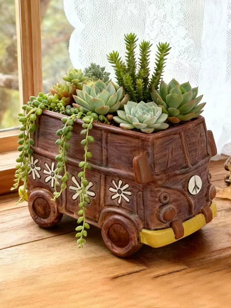 Creative Bus Car Flowerpot | Unique Home Garden Decor