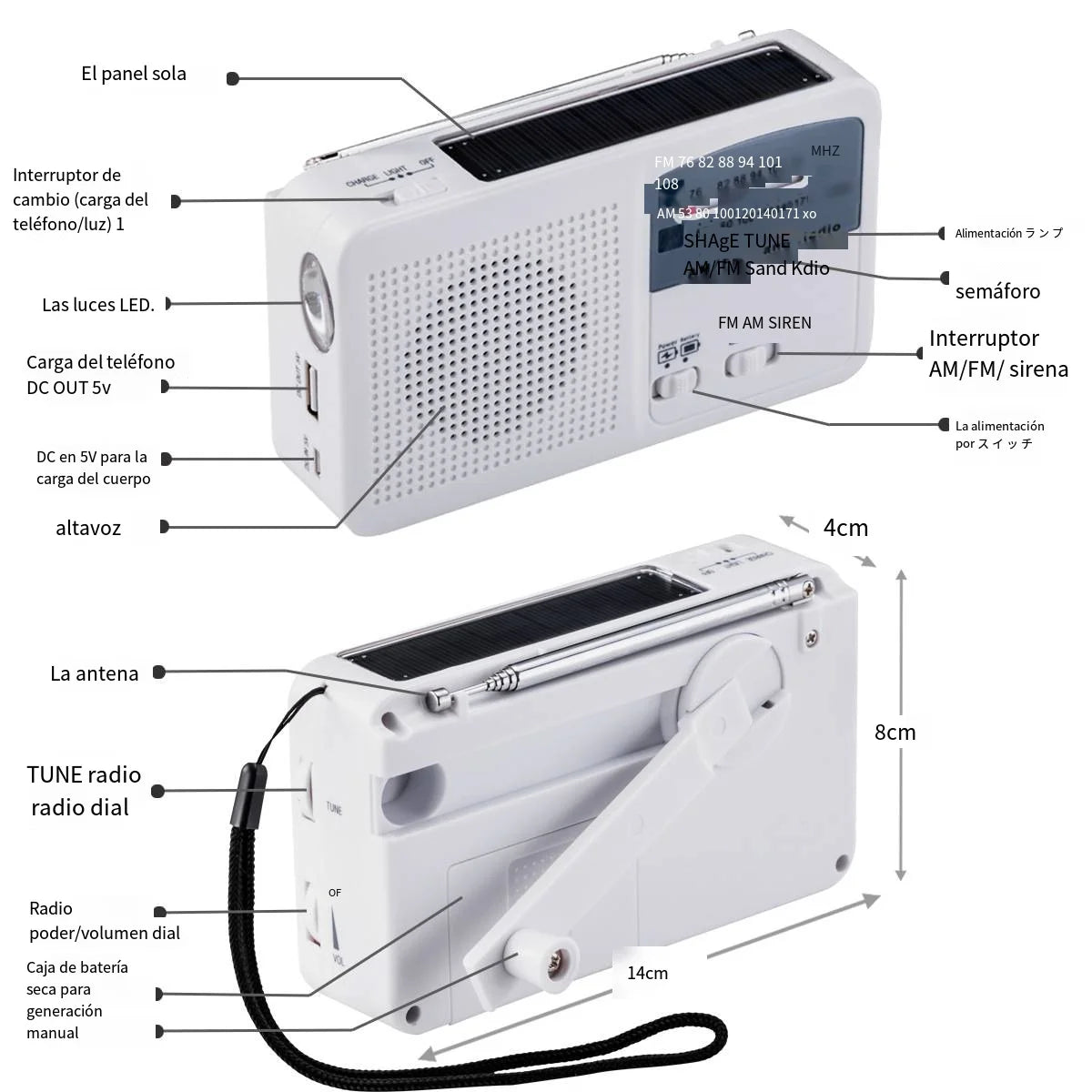Versatile Solar-Powered Hand Crank Radio Flashlight Charger