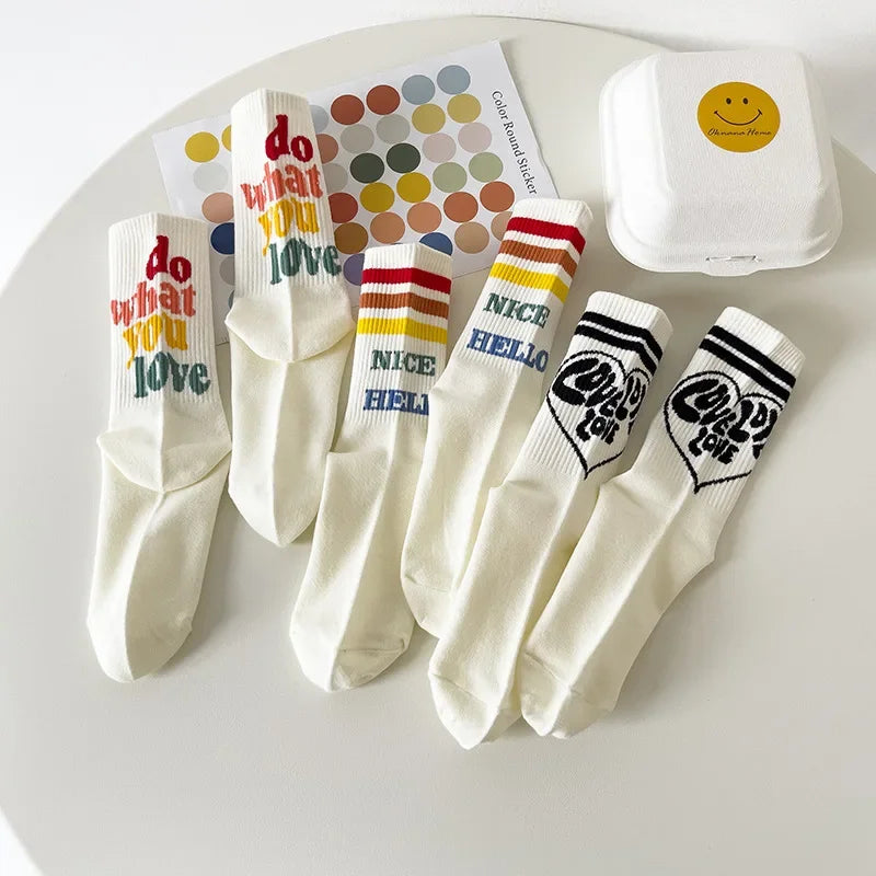 Funny Striped Cotton Thermal Socks for Women | Cozy Home Wear
