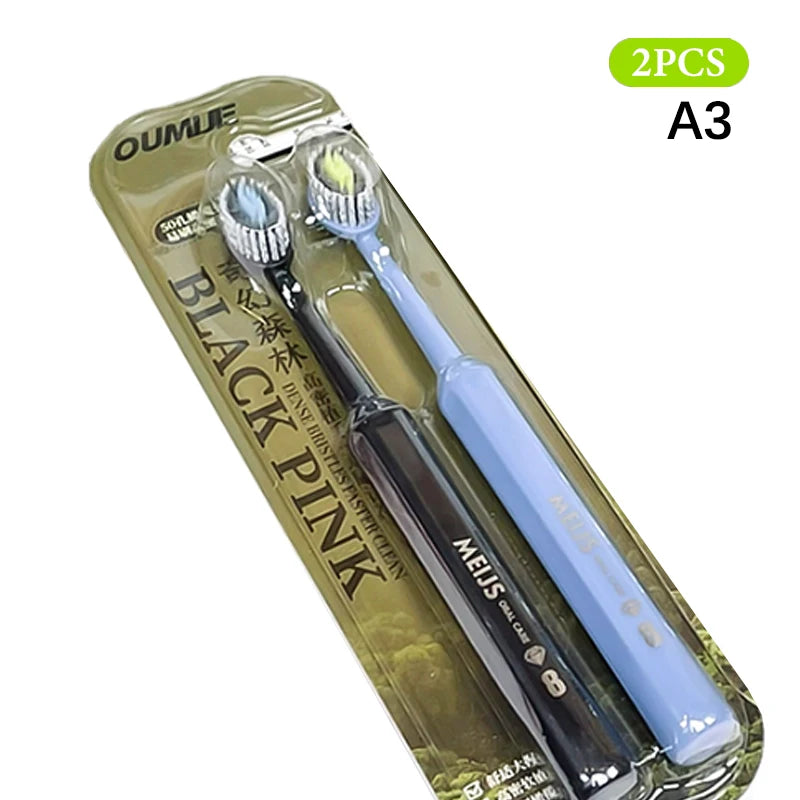 2Pcs Mouth Clean Toothbrush Ultra-Fine Soft Hard Bristle Toothbrush Deep Cleaning For Adults Whitening Teeth