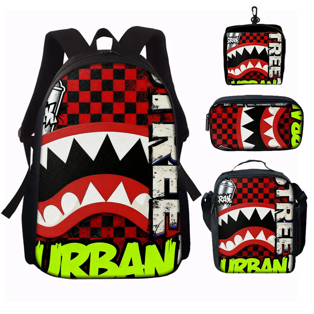 Trendy Shark Graphic Backpack Set | Perfect for School Adventures