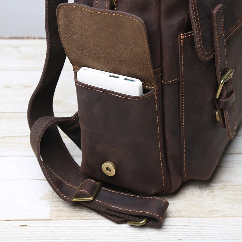 Retro Leather Backpack | Large Capacity Men’s & Women’s Travel Bag