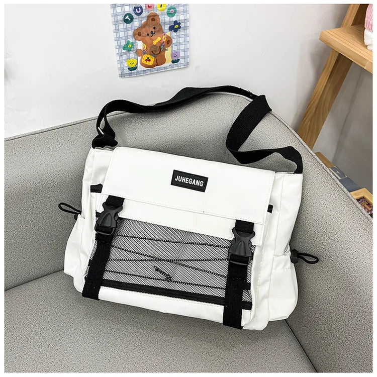 Bolso cruzado de nailon elegante para adolescentes | Bandolera multibolsillos