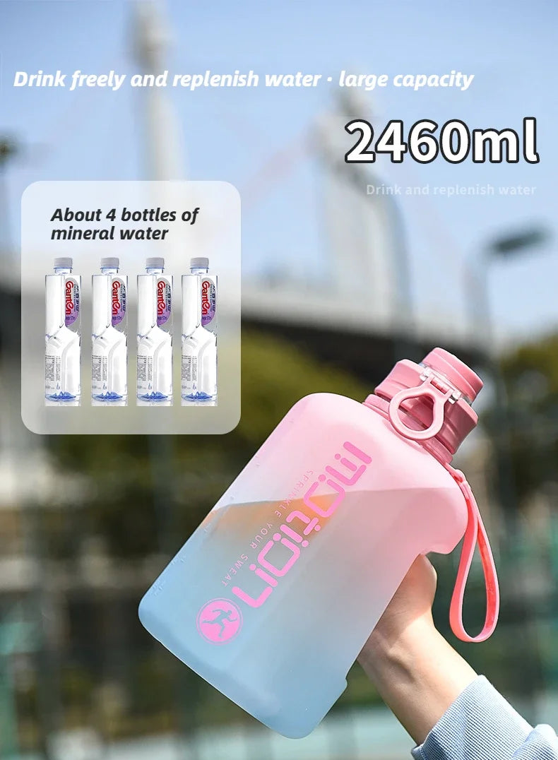 2 Liter Sports Water Bottle with Straw | Large Capacity Fitness Kettle