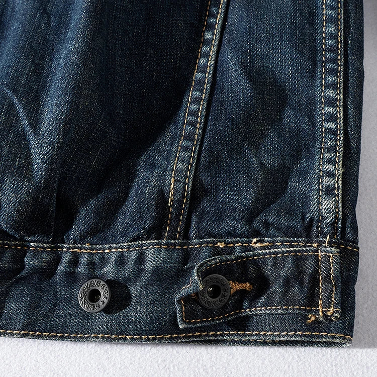 Men's Retro Patchwork Denim Jacket | Casual Heavyweight Outerwear