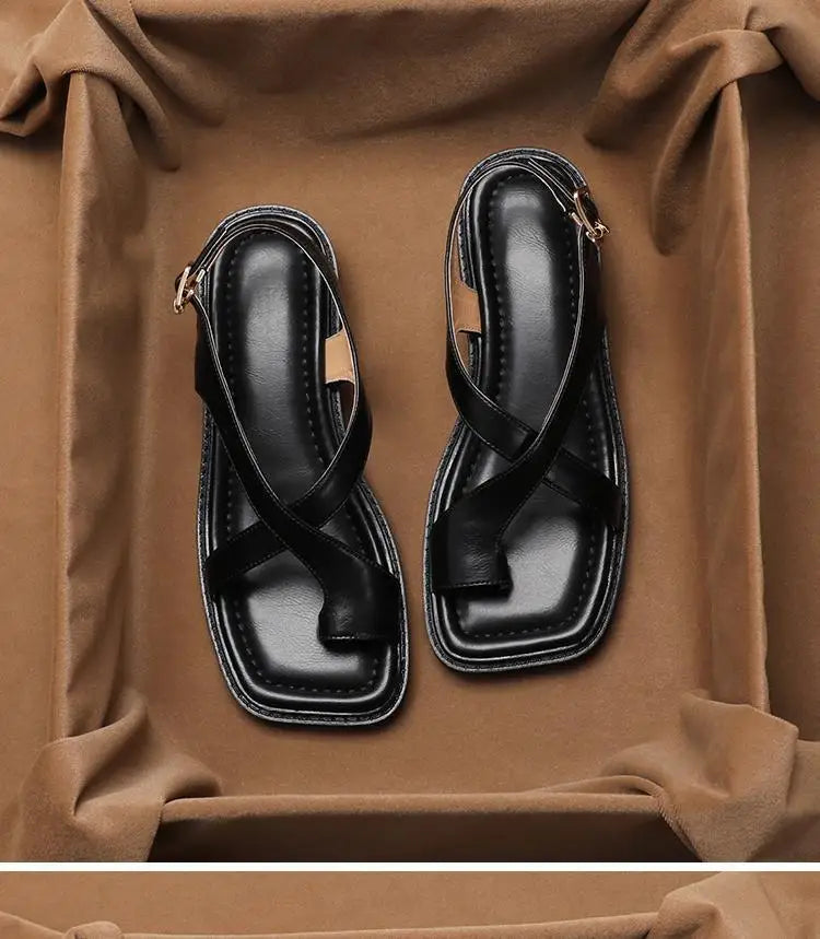 Women's Retro French Style Buckle Sandals | Comfort & Style