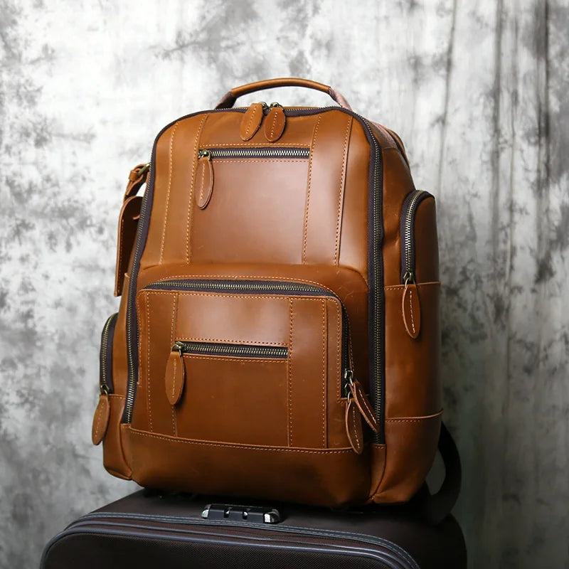 Stylish Retro Genuine Leather Men's Backpack | Travel Companion