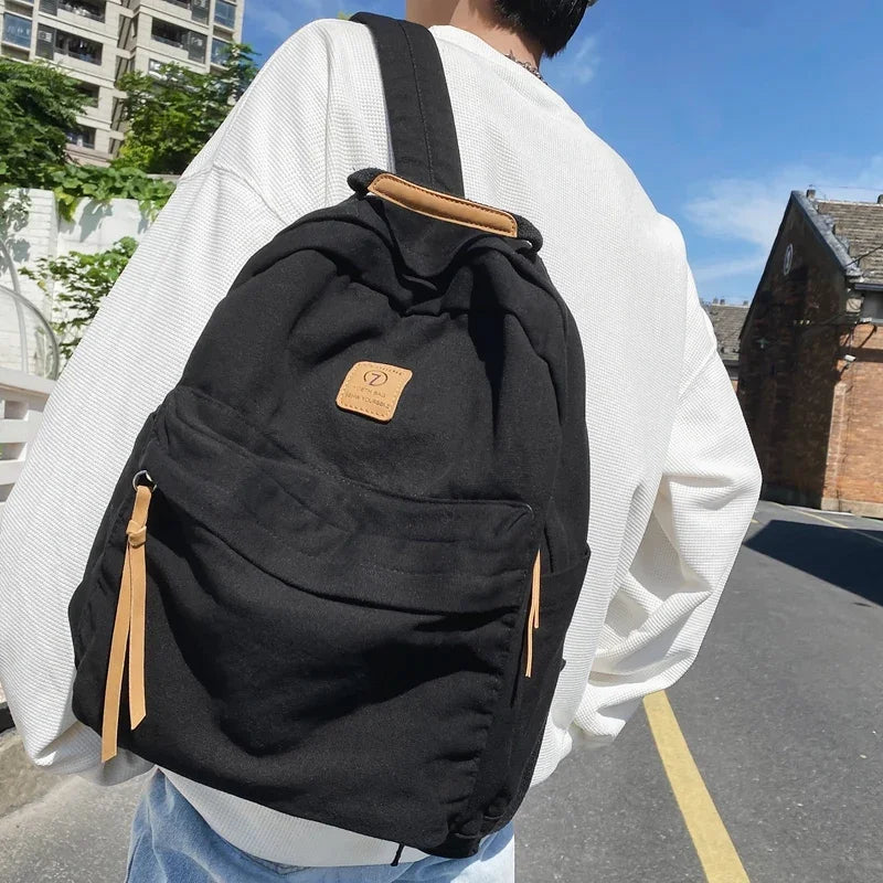 Casual Canvas Backpack for Students | Trendy Unisex College Bag