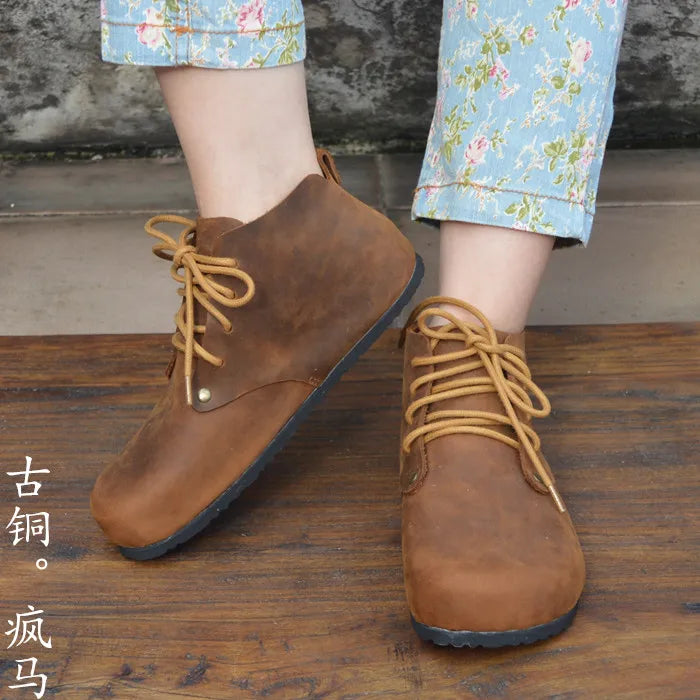 Handmade High Top Genuine Leather Shoes for Women | Stylish Comfort