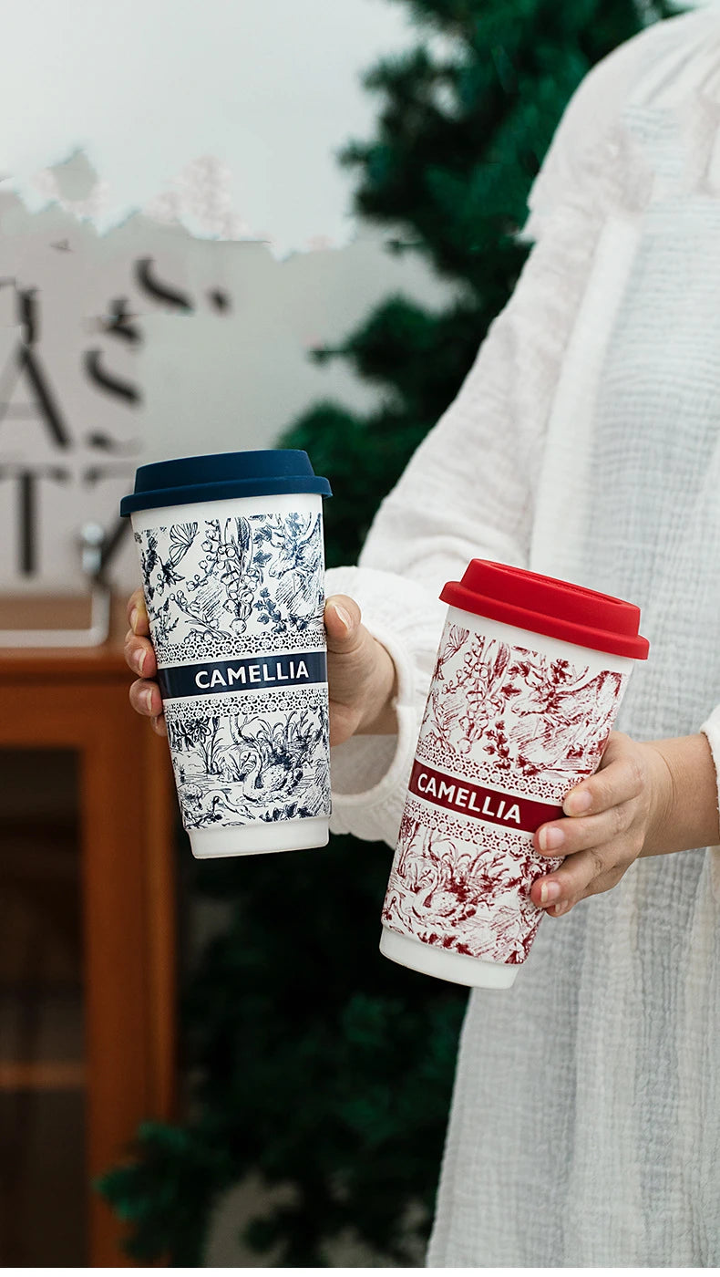 Taza de Café de Cerámica de Gran Capacidad con Tapa de Silicona | Elegante y Práctica