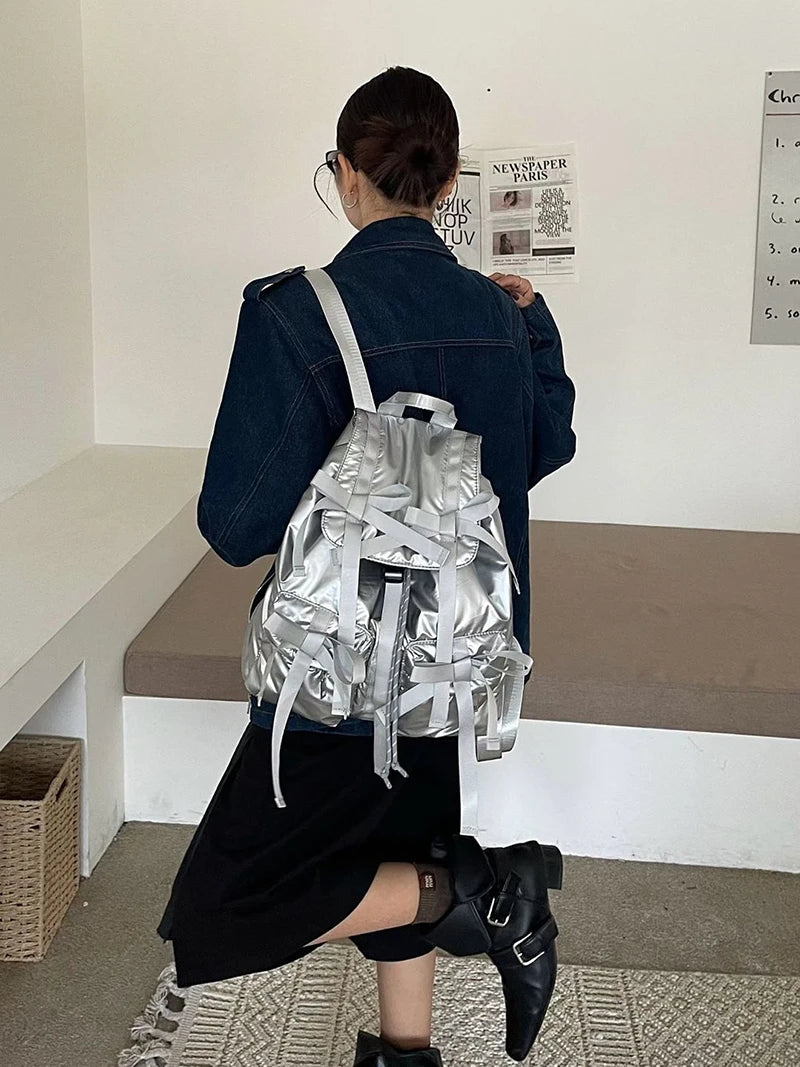 Fashion Y2K Bow Casual Backpack | High-Quality Nylon Shoulder Bag