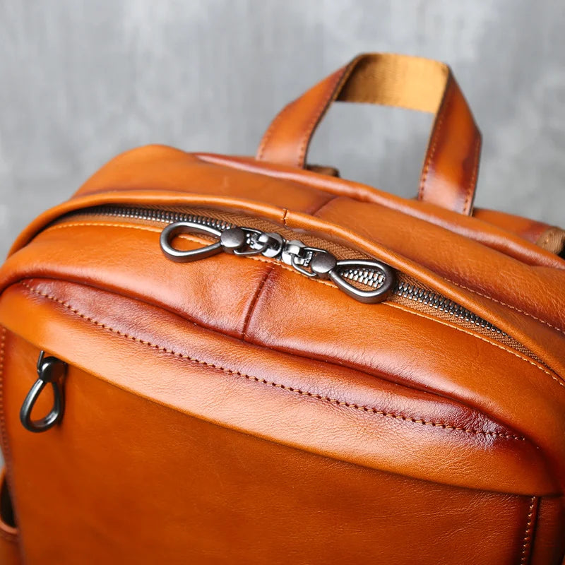 Vintage Leather Backpack for Men | Retro Casual Cowhide Design