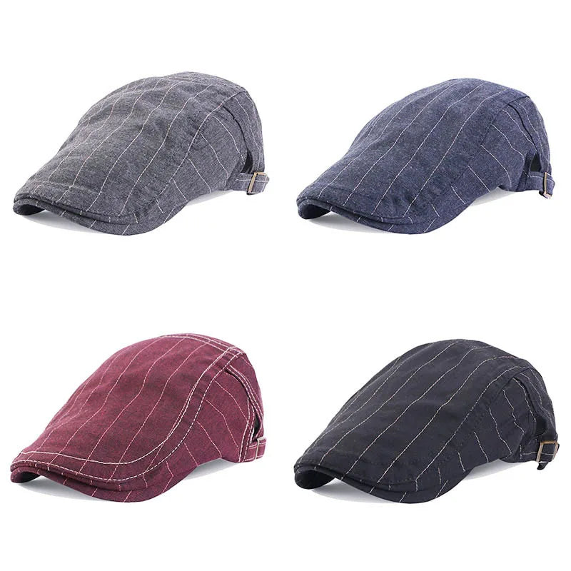 Spring/Summer Breathable Lightweight Double Button Adjustable Beret Peaked Cap Painter Hat